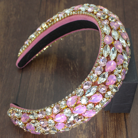 Baroque Fashion Colorful Full Rhinestones ZA Headbands Luxury Shiny Padded Crystal Wedding Hairband For Women Bride Headband ► Photo 1/6