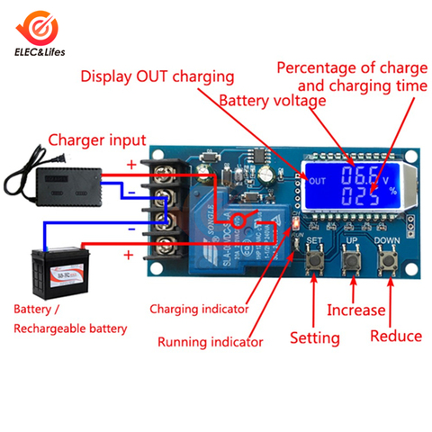 LCD Display 12V 24V Lead-acid Lithium Battery Charger Control Module Solar Battery Automatic Charging Control Protection XY-L30A ► Photo 1/6