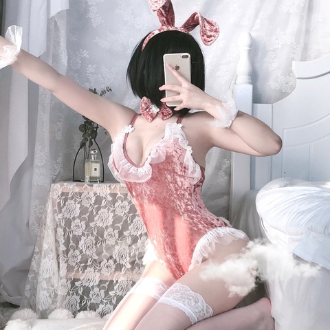 Bunny Girl Sexy Anime Cosplay costume 3 Colours Rabbit Bodysuit Erotic Outfit for woman Wrapped Chest Sweet Gift for Girlfriend ► Photo 1/6