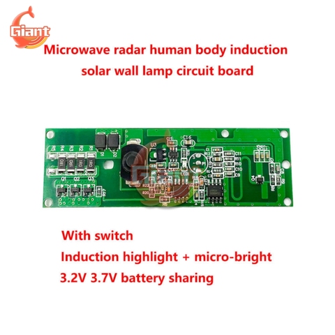 3.2V 3.7V with Switch Microwave Radar Sensor Human Body Induction Solar Wall Light Circuit Board Solar Light Controller ► Photo 1/6