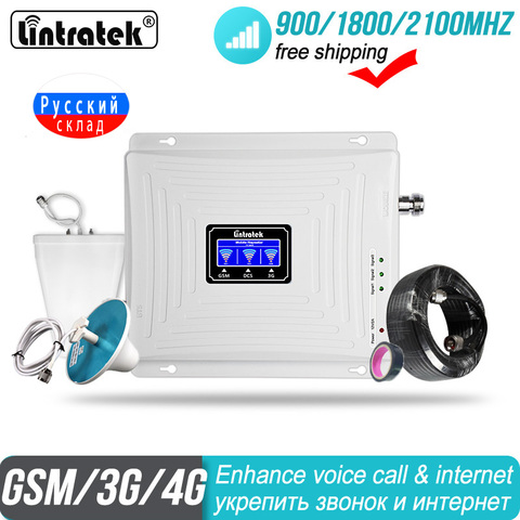 4G Signal Booster GSM 2G 3G 900 1800 2100 Repeater WCDMA Tri Band Lintratek kw20c gdw Cellular data LTE Cell phone Amplifier#50 ► Photo 1/6