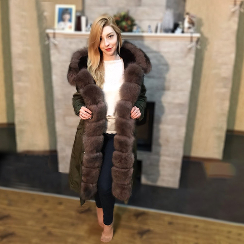 OFTBUY 2022 New Waterproof Parka Real Fur Coat X-long Winter Jacket Women Natural Fox Fur Collar Thick Warm Outerwear Detachable ► Photo 1/6