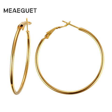 Meaeguet Stainless Steel Elegant Women's Exaggerated Big Circle Hoop Earrings Simple Loop Earring Jewelry Brinco ► Photo 1/6