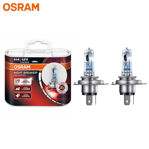 OSRAM Night Breaker Unlimited H4 9003 HB3 64193NBU Halogen 12V 60/55W P43t +110% Bright White Car Original Headlight Bulbs, 2pcs ► Photo 1/6