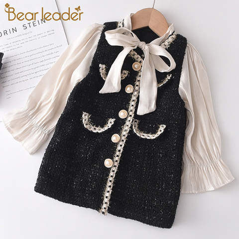 Bear Leader Girls Princess Patchwork Dress 2022 New Fashion Party Costumes Kids Bowtie Casual Outfits Baby Lovely Suits for 2 7Y ► Photo 1/6