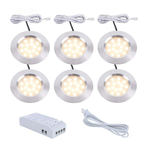 3W 12V LED Under Cabinet Lights Kit Aluminum LED Puck Lamps for Kitchen Counter Closet Lighting with 12V 18W Power Adapter ► Photo 1/6