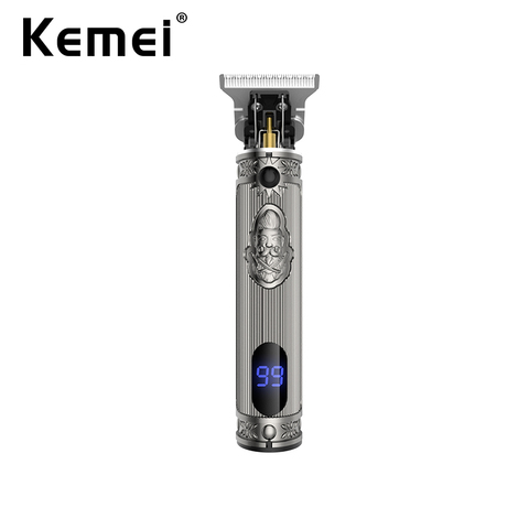 Kemei Professional Barber Precise Zero Gapped Hair Trimmer LCD display T Outliner Cordless Finish Machine with Human Head Patter ► Photo 1/6