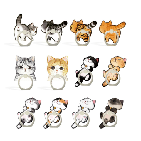Acrylic Phone holder Cartoon Cat Finger Ring Holder Mobile Phone Holder For iPhone Xiaomi Huawei All Cell Phone Stand Holder ► Photo 1/6