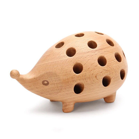 Nordic Arts and Crafts Studio Decoration Children's Penholder Solid Wood Carving Hedgehog Decoration Small Gift ► Photo 1/6