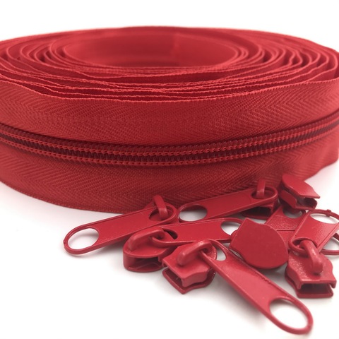 #5 5 Meter 24 Colors Nylon Coil Zippers by The Yard with 10pcs Sliders for DIY Sewing Tailor Crafts Bags ► Photo 1/5