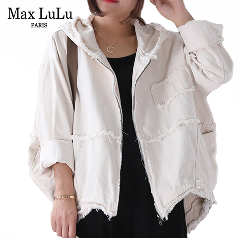 Max LuLu 2022 Fashion Korean Punk Streetwear Ladies Hooded Clothes Womens Vintage Autumn Jackets Oversized Denim Coats Plus Size ► Photo 1/6