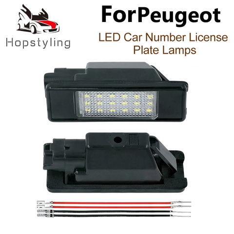 2Pcs Car Rear 18 LED License Number Plate Light Lamp For Peugeot 106 207 307 308 3008 406 407 508 607 806 807 Expert RCZ Coupe ► Photo 1/6