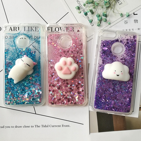 3D Squishy Cat Case For Xiaomi 10 9 Pro 5X 6X Luxury Glitter Quicksand phone Case For Redmi Note 9 Pro Max 8T 8A K30 Cover Coque ► Photo 1/6