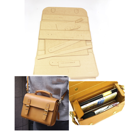 Diy Leather Craft Men Shoulder Briefcase Big Handbag Kraft Paper Template Pattern Stencil 30x25x14cm ► Photo 1/5