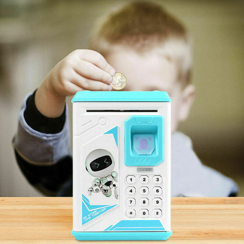 Fingerprint Electronic Piggy Bank ATM Password Money Cash Coins Saving Box ATM Bank Safe Box Automatic Deposit Banknote Gift ► Photo 1/6