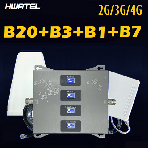 four Band Mobile phone Signal Repeater Quad Band signal Amplifier 4g cell Booster B20 b8 b3 b1 LTE fdd 800 900 1800 2100 MHZ ► Photo 1/6