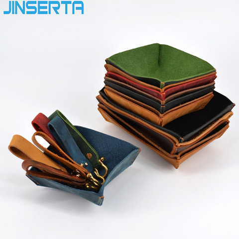 JINSERTA Genuine Leather Storage Box Jewelry Display Plate Cosmetic Organizer Fruit Snack Plate Desktop Sundries Decor Tray ► Photo 1/6