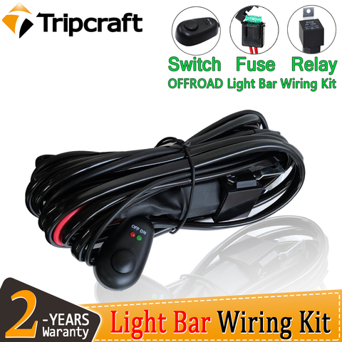 Tripcraft 12V 40A LED Work Light Bar Wiring Harness Relay Kit For Auto Offroad 4x4 72-300W Driving Fog Light Wire Fuse Switch ► Photo 1/6