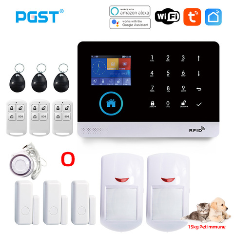 PGST PG103 Tuya Alarm System With Pet Immune Motion Sensor IP Camera WiFi Wireless Smart Home Bulgar Security APP Control ► Photo 1/6