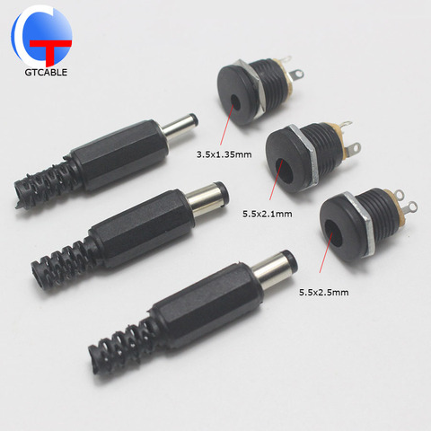 1/2/5pairs 3.5x1.35/5.5 x 2.1/5.5x2.5mm Plastic Male Plugs+ DC-022 DC Power Socket Female Jack Screw Nut Panel Mount Connector ► Photo 1/6