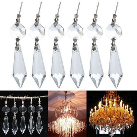 5PCS Crystal Glass Lamp Prisms Parts Hanging Drops Pendants 38mm Clear Chandelier Home Decor Lighting Accessories ► Photo 1/6
