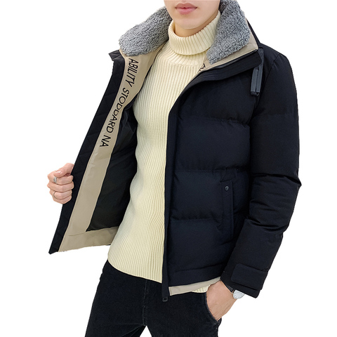 Workwear cotton men's lamb collar trend cotton jacket handsome casual short jacket winter casual street slim jacket ► Photo 1/6