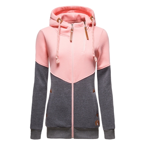 New Autumn Hooded Sweatshirt Ladies Casual Patchwork Slim Womens Jackets Comfortable Warm Long Style Buttocks Hoodies Women ► Photo 1/6