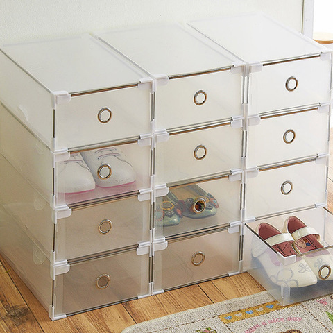 5pc Transparent shoe box storage shoe boxes thickened dustproof storage box shoes organizer superimposedcombination shoe cabinet ► Photo 1/6