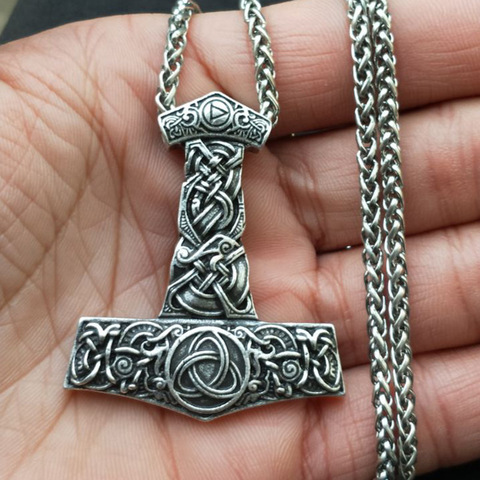 Odins Raven Slavic Kolovrat Viking Rune beads Necklace Mens Jewelery Thor Mjolnir Hammer Amulet Rune Knot Pendants Dropshipping ► Photo 1/6