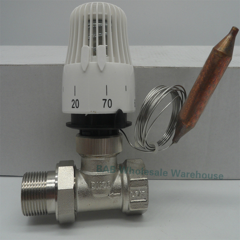 Brass 2 way Straight thermostatic radiator valve for heating system temperature controller valve energy save 30-70degree ► Photo 1/6
