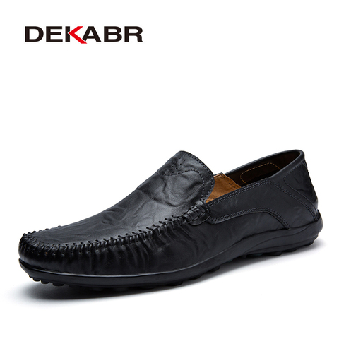DEKABR Soft Leather Men Loafers New Handmade Casual Shoes Men Moccasins For Men Split Leather Flat Shoes Big size 38-47 ► Photo 1/6