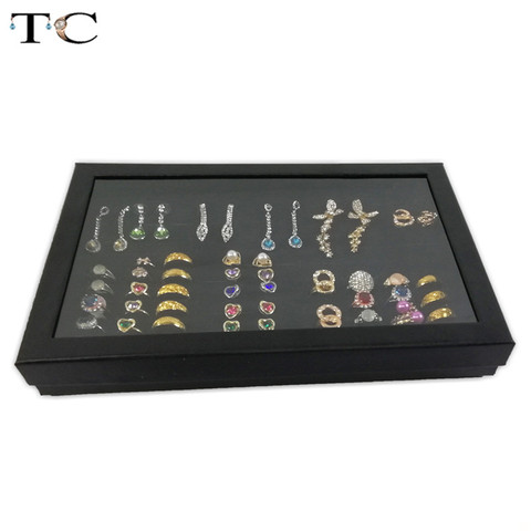 Exquisite Practical Fine 100 Slot Ring Display Tray Organizer Show Case Jewelry Earrings Holder Storage Box Transparent Window ► Photo 1/6