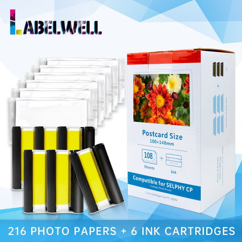 Labelwell KP-108IN Ink Paper Set Suit for Canon Selphy Compact Photo Printer CP1200 CP1300 CP910 900 KP 108IN KP-36IN Cartridge ► Photo 1/6