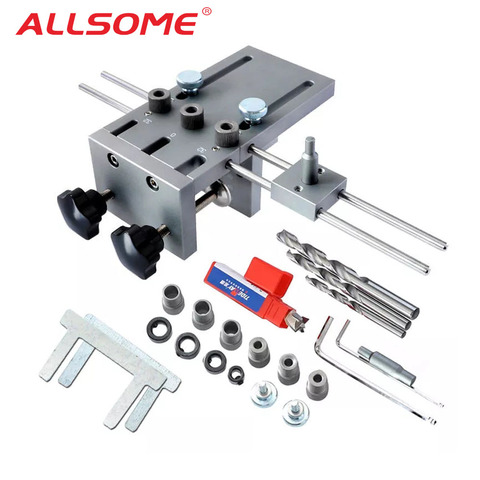 ALLSOME Woodworking Puncher Locator Wood Doweling Jig Adjustable Drilling Guide For DIY Furniture Connecting Position Hand Tools ► Photo 1/6