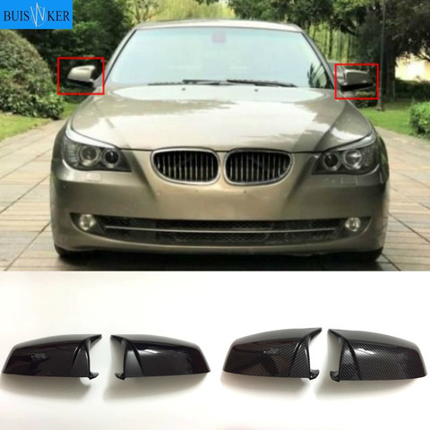 Side Wing Rearview Mirror Cover Cap For BMW 5 6 7 Series E60 E61 E63 E64 F01 F02-F04 F06 F07 F10 F11 F12 F13 Carbon Fiber Black ► Photo 1/5