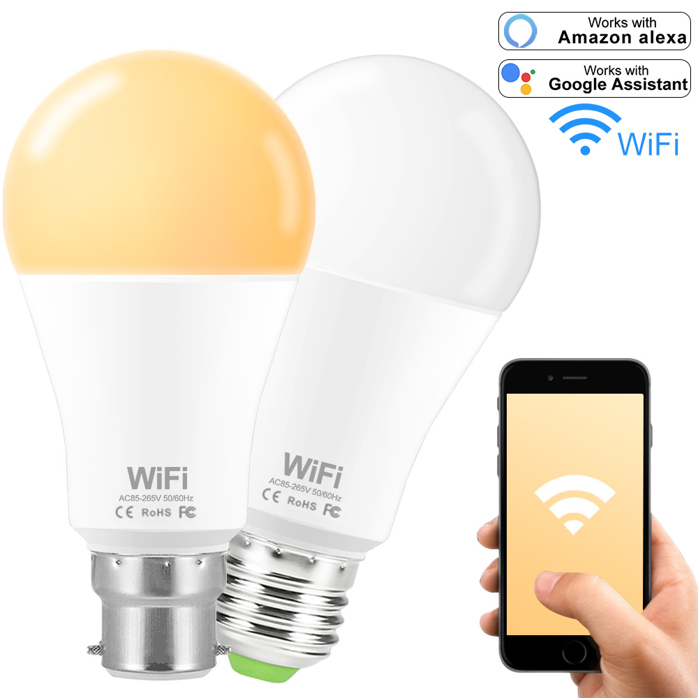 15W E27/B22 Smart LED Light Bulb WiFi App Control for Amazon Alexa & Google Home 