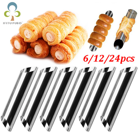 6/12/24pcs Stainless Steel Cannoli Forms Food Grade Cream Horn Mould Cake Horn Mould Cannoli Tubes shells Pastry Baking Mold ZXH ► Photo 1/6