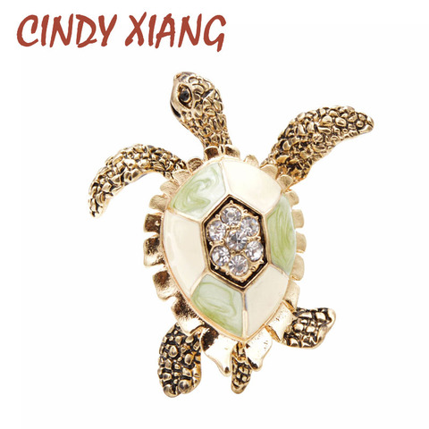 CINDY XIANG Rhinestone Turtle Brooches For Women Vintage Enamel Pin Fashion Animal Pin Accessories Creative Deisgn Vivid Jewelry ► Photo 1/5