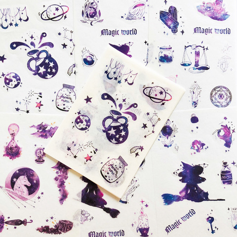 6 Sheets /Pack Purple Resplendent Like Stars Washi Paper Sticker Notebook Computer Phone Decoration ► Photo 1/5