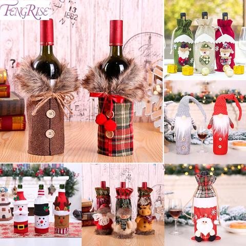 FENGRISE Santa Claus Wine Bottle Cover Christmas Decorations For Home 2022 Christmas Stocking Gift Navidad New Year's Decor 2022 ► Photo 1/6