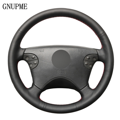 Black Artificial Leather Hand-stitched Car Steering Wheel Cover for Mercedes-Benz W210 E-Class E320 2000 2001 2002 ► Photo 1/6