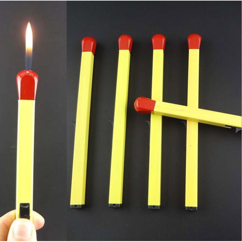 Creative Match Stick Fire Torch Refillable Cigarette Lighter Butane Gas Miniature model Ornaments Lighter Home Decoration Gift ► Photo 1/2