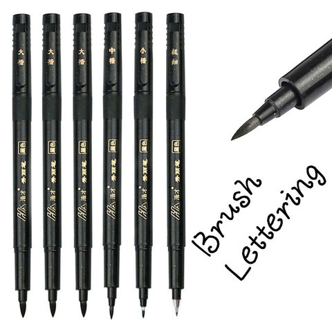 6pcs Hand Lettering Calligraphy Pen set Drawing Writing Signature Learning Extra Fine Brush Markers Art Supplies School Supplies ► Photo 1/1