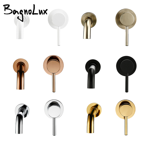 Bagnolux Black Chrome Rose Gold Brushed Polished Brass Single Handle Hot Cold Water Wall Mounted Embedded Bathroom Basin Faucet ► Photo 1/6