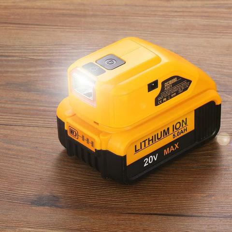 Upgrade Replacement DCB090 Power Source For Dewalt 20v Max 18V Battery Adapter with Dual USB DC 12V LED Work Light ► Photo 1/6