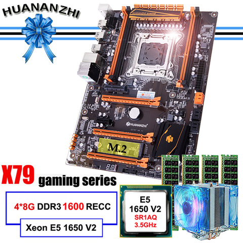 Famous brand HUANANZHI deluxe X79 motherboard with M.2 slot CPU Intel Xeon E5 1650 V2 with cooler RAM 32G(4*8G) 1600 REG ECC ► Photo 1/6