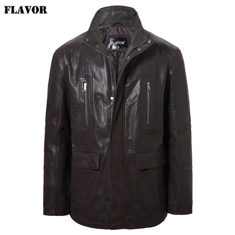 FLAVOR Men's Genuine Leather jacket with Cotton filled Warm coat ► Photo 1/6