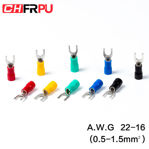 100Pcs SV series Fork Insulated Electrical Wire Crimp Terminals A.W.G   22-16 spade terminals Crimp Wire Connectors ► Photo 1/6