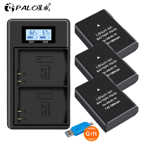 1pc 1200mAh EN-EL14 EN-EL14A ENEL14 Battery for Nikon D3100 D3200 D3300 D3400 D3500 D5600 D5100 D5200 P7000 ► Photo 1/6