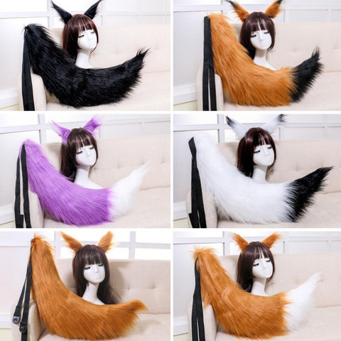 Sexy Woman lovely Lolita cat Fox Headband tail Headdress Plush ears tail Anime cosplay  Props ► Photo 1/6